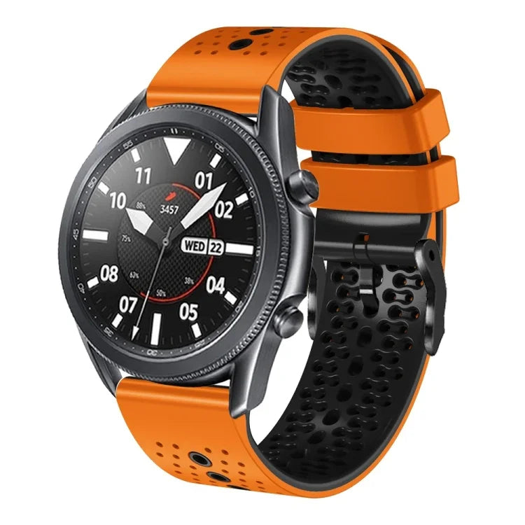 22mm Perforated Two-Color Silicone Watch Band, For Samsung Galaxy Watch3 45mm, For Samsung Galaxy Watch 46mm, For Samsung Gear S3 Classic, For Samsung Gear S3 Frontier