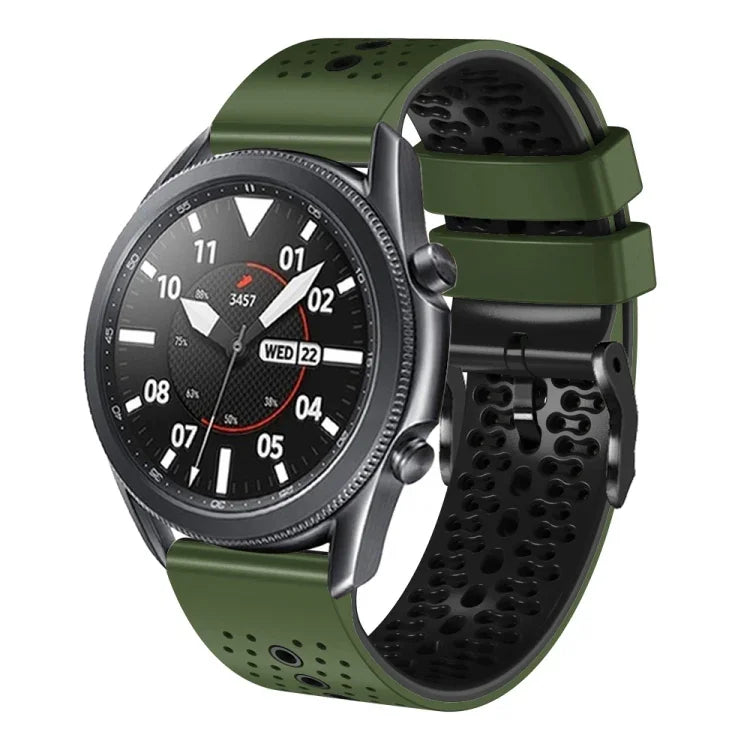 22mm Perforated Two-Color Silicone Watch Band, For Samsung Galaxy Watch3 45mm, For Samsung Galaxy Watch 46mm, For Samsung Gear S3 Classic, For Samsung Gear S3 Frontier