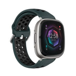 Two-Color Perforated Breathable Silicone Watch Band, For Fitbit Sense