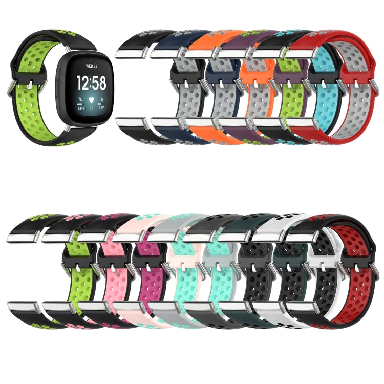 Two-Color Perforated Breathable Silicone Watch Band, For Fitbit Sense