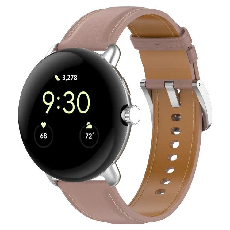 壓紋縫線皮革錶帶，適用於 Google Pixel Watch 4 / 3 / 2 / 1 41mm