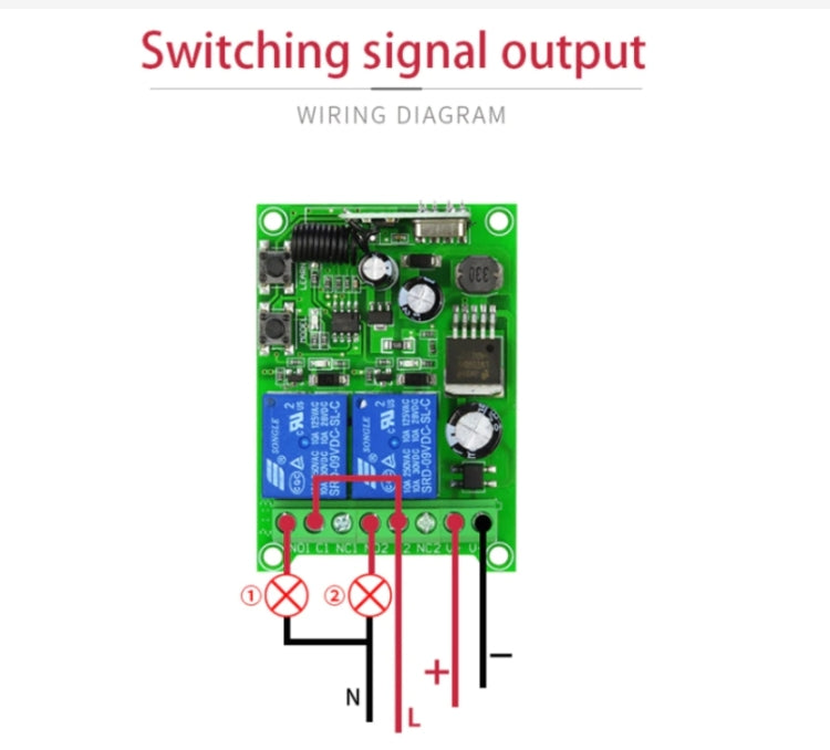DC 12V 24V 48V通用電動門RF無線遙控繼電器接收器套組