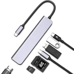 USB C集線器7合1 USB C多功能轉接器，含HDMI 100W PD及SD/TF讀卡器