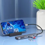 USB C集線器7合1 USB C多功能轉接器，含HDMI 100W PD及SD/TF讀卡器