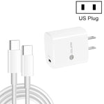PD11 單口 PD3.0 USB-C / Type-C 20W 快速充電器，附 1 米 Type-C 對 Type-C 數據線，美規插頭，美規插頭 + Type-C 對 Type-C 數據線