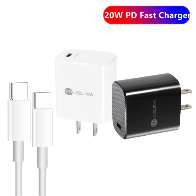 PD11 單口 PD3.0 USB-C / Type-C 20W 快速充電器，附 1 米 Type-C 對 Type-C 數據線，美規插頭，美規插頭 + Type-C 對 Type-C 數據線