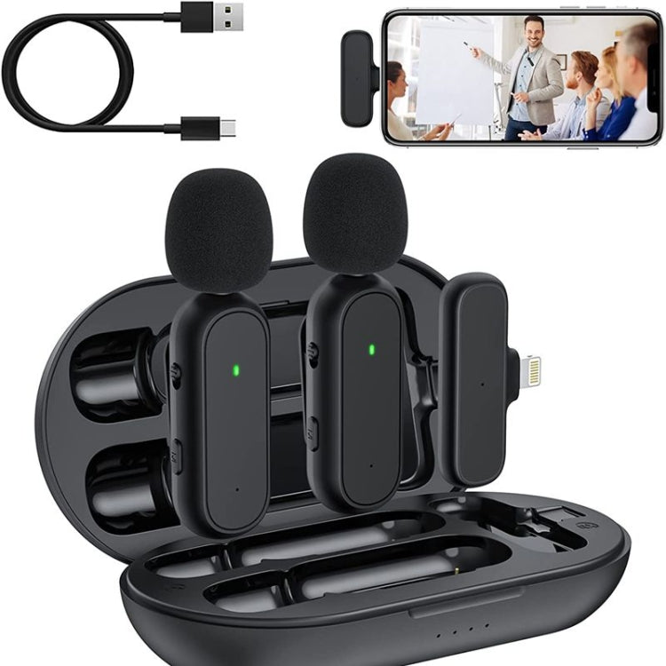 2入無線領夾麥克風無線降噪麥克風含充電盒，DS-MKFJ11IP