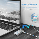 USB C 集線器，11合1 USB C 轉接器，具備4K HDMI、VGA、Type C PD、USB3.0、RJ45 乙太網路、SD/TF 卡讀卡器、3.5mm AUX，兼容 MacBook Pro/Air 及其他 Type C 筆電裝置的擴充底座
