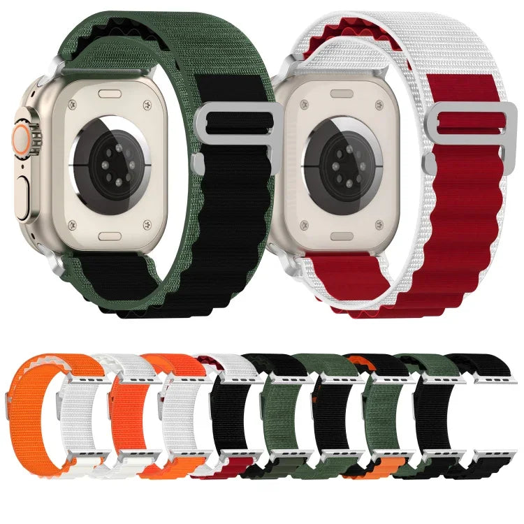 雙色尼龍錶帶，適用於 Apple Watch Ultra 49mm，適用於 Apple Watch Series 8&7 45mm/SE 2&6&SE&5&4 44mm，適用於 Apple Watch Series 8&7 41mm/SE 2&6&SE&5&4 40mm