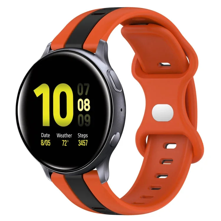 20mm 蝴蝶扣雙色矽膠錶帶，適用於 Samsung Galaxy Watch Active 2 44mm，Samsung Galaxy Watch 42mm