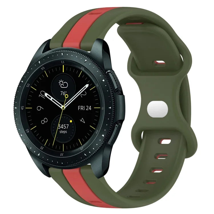 20mm Butterfly Buckle Two-Color Silicone Watch Band, For Samsung Galaxy Watch Active 2 44mm, For Samsung Galaxy Watch 42mm