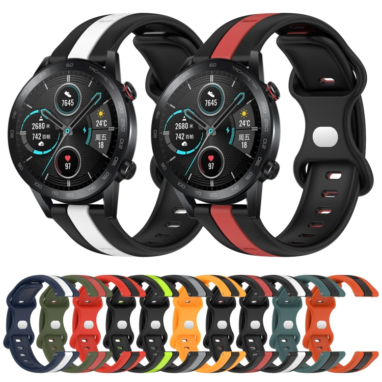 20mm Butterfly Buckle Two-Color Silicone Watch Band, For Honor Magic Watch 2 46mm