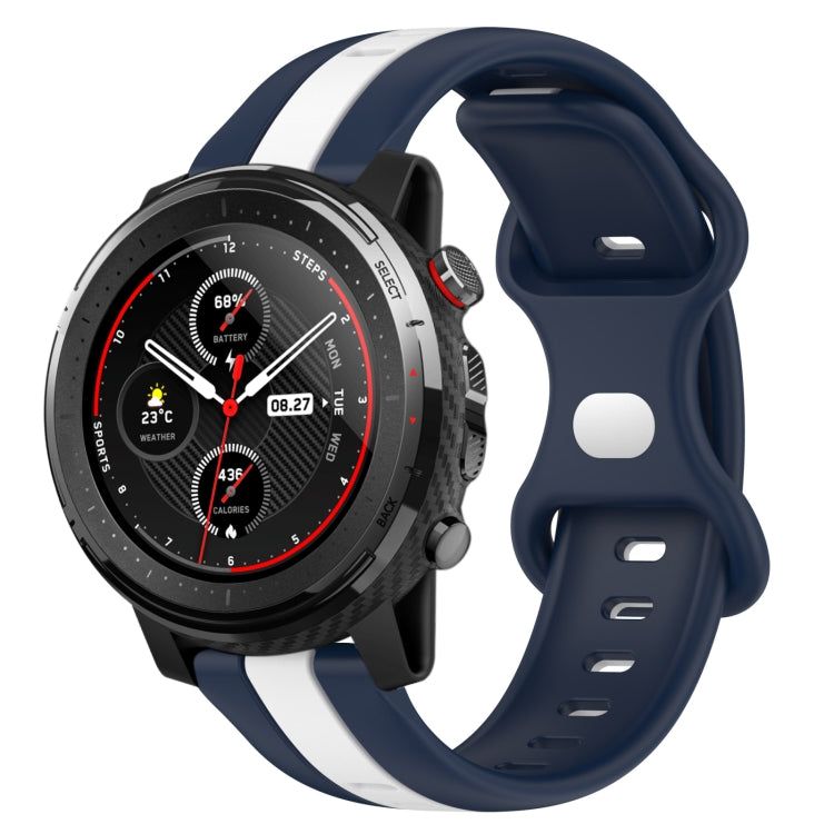22mm Butterfly Buckle Two-Color Silicone Watch Band, For Amazfit GTR 2, For Amazfit 3, For Amazfit GTR 47mm
