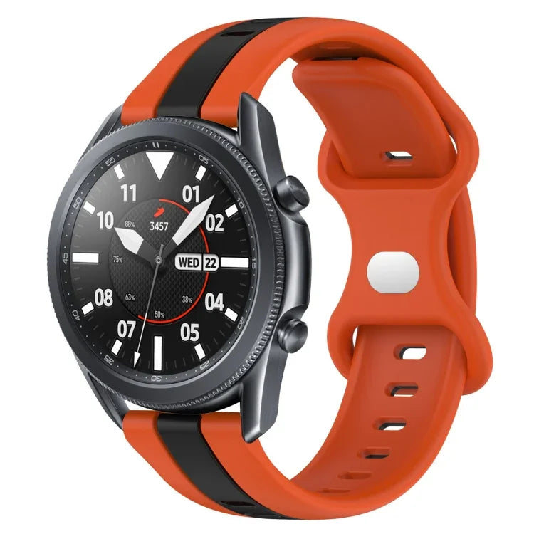 22mm 蝴蝶扣雙色矽膠錶帶，適用於 Samsung Galaxy Watch3 45mm，Samsung Galaxy Watch 46mm，Samsung Gear S3 Classic，Samsung Gear S3 Frontier