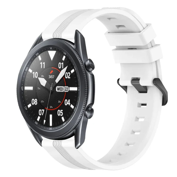 22mm 凹槽條紋矽膠錶帶，適用於 Samsung Galaxy Watch3 45mm，Samsung Galaxy Watch 46mm，Samsung Gear S3 Classic，Samsung Gear S3 Frontier