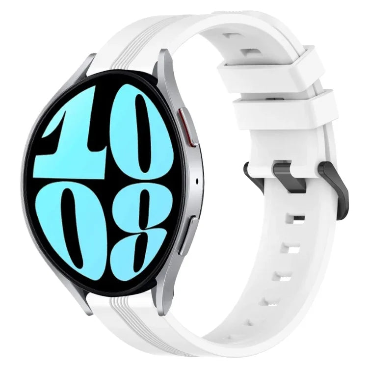 20mm 凹槽條紋矽膠錶帶，適用於 Samsung Galaxy Watch 6 40mm，Samsung Galaxy Watch 6 Classic 43mm