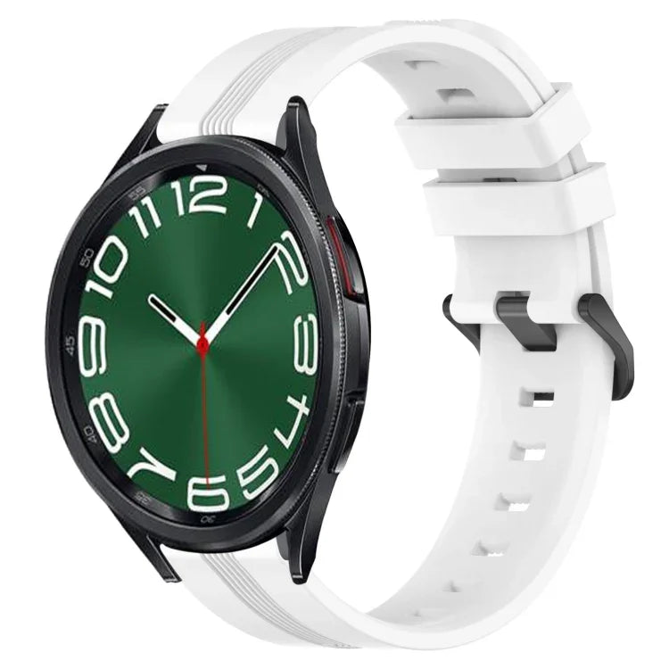 20mm 凹槽條紋矽膠錶帶，適用於 Samsung Galaxy Watch 6 40mm，Samsung Galaxy Watch 6 Classic 43mm
