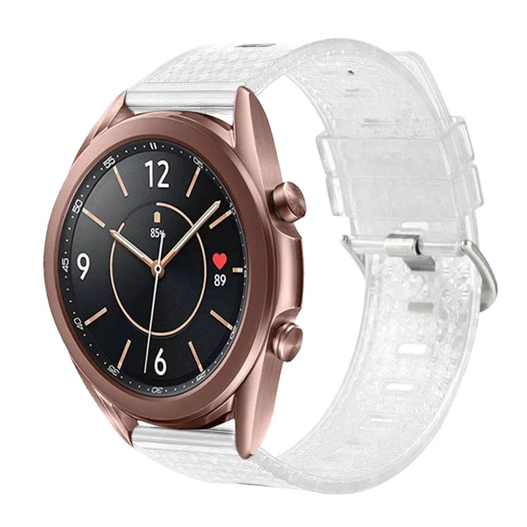 20mm 透明閃亮鑽石 TPU 錶帶，適用於 Samsung Galaxy Watch 3 41mm、Samsung Galaxy Watch 42mm、Samsung Galaxy Watch5 40mm / 44mm、Samsung Galaxy Watch5 Pro、Samsung Galaxy Watch4 / Watch4 Classic、Samsung Galaxy Watch3 4...