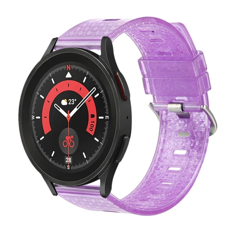 20mm 透明閃亮鑽石 TPU 錶帶，適用於 Samsung Galaxy Watch 3 41mm、Samsung Galaxy Watch 42mm、Samsung Galaxy Watch5 40mm / 44mm、Samsung Galaxy Watch5 Pro、Samsung Galaxy Watch4 / Watch4 Classic、Samsung Galaxy Watch3 4...