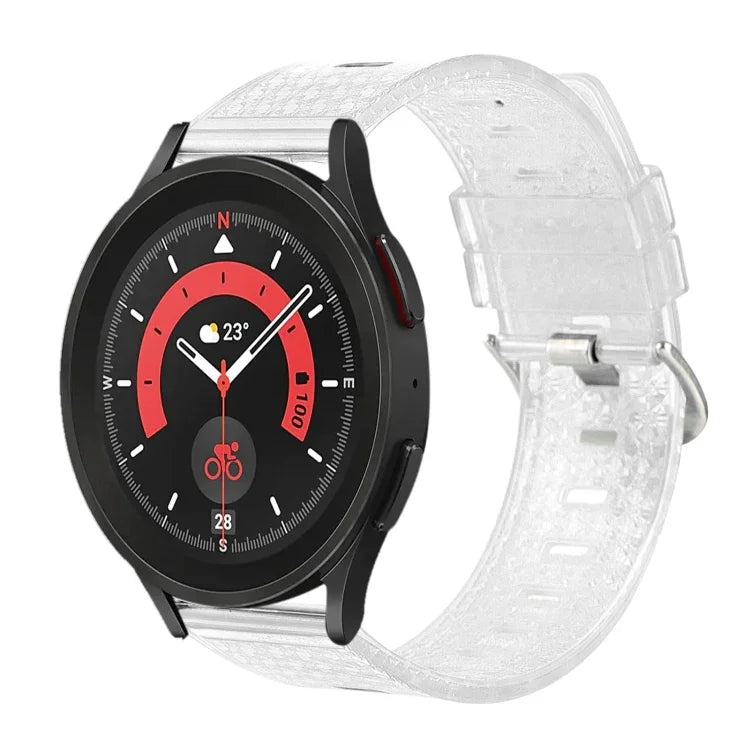 20mm 透明閃亮鑽石 TPU 錶帶，適用於 Samsung Galaxy Watch 3 41mm、Samsung Galaxy Watch 42mm、Samsung Galaxy Watch5 40mm / 44mm、Samsung Galaxy Watch5 Pro、Samsung Galaxy Watch4 / Watch4 Classic、Samsung Galaxy Watch3 4...