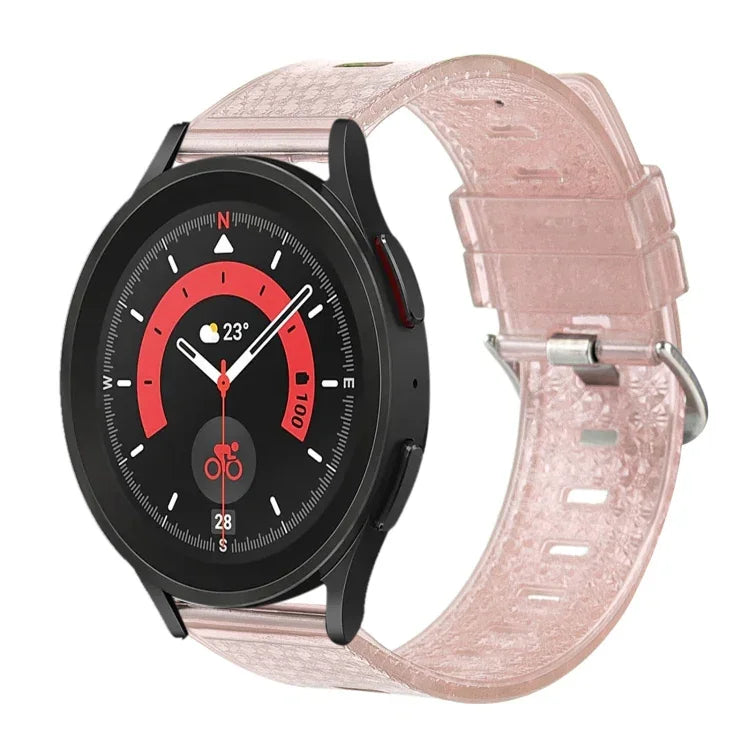 20mm 透明閃亮鑽石 TPU 錶帶，適用於 Samsung Galaxy Watch 3 41mm、Samsung Galaxy Watch 42mm、Samsung Galaxy Watch5 40mm / 44mm、Samsung Galaxy Watch5 Pro、Samsung Galaxy Watch4 / Watch4 Classic、Samsung Galaxy Watch3 4...