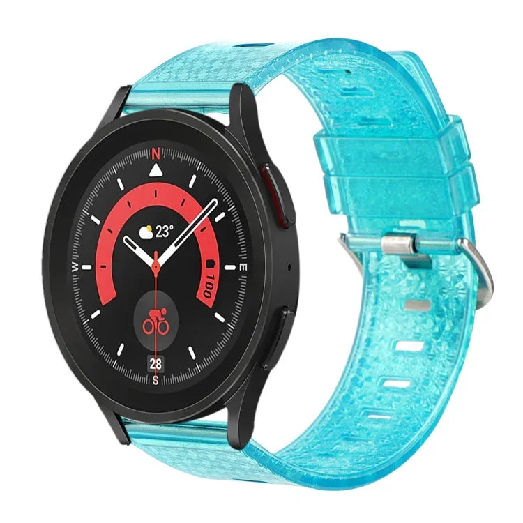 20mm 透明閃亮鑽石 TPU 錶帶，適用於 Samsung Galaxy Watch 3 41mm、Samsung Galaxy Watch 42mm、Samsung Galaxy Watch5 40mm / 44mm、Samsung Galaxy Watch5 Pro、Samsung Galaxy Watch4 / Watch4 Classic、Samsung Galaxy Watch3 4...