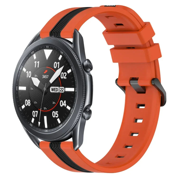 22毫米直立雙色矽膠錶帶，適用於 Samsung Galaxy Watch3 45毫米，Samsung Galaxy Watch 46毫米，Samsung Gear S3 Classic，Samsung Gear S3 Frontier