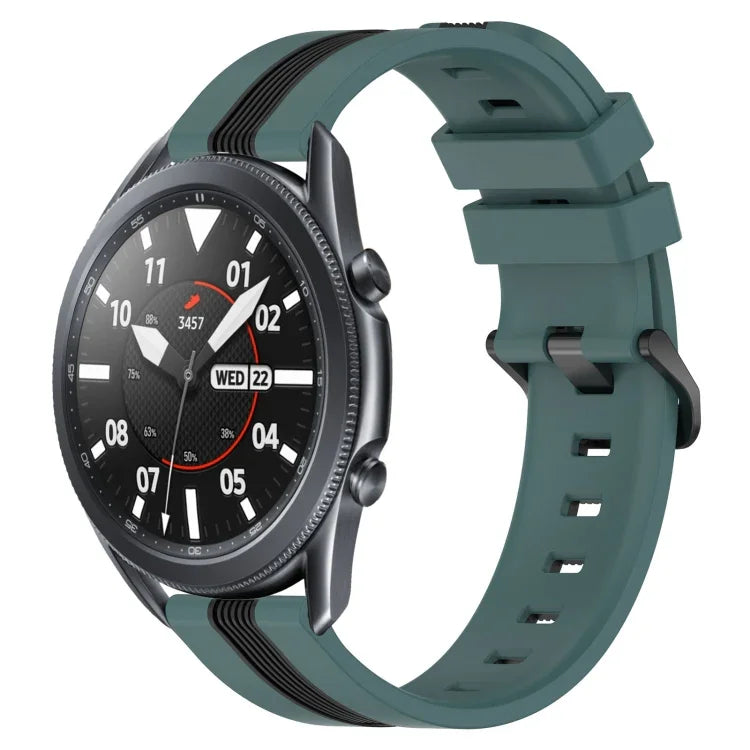 22毫米直立雙色矽膠錶帶，適用於 Samsung Galaxy Watch3 45毫米，Samsung Galaxy Watch 46毫米，Samsung Gear S3 Classic，Samsung Gear S3 Frontier