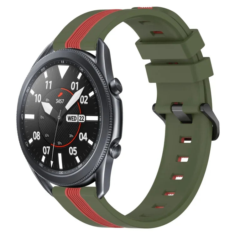 22毫米直立雙色矽膠錶帶，適用於 Samsung Galaxy Watch3 45毫米，Samsung Galaxy Watch 46毫米，Samsung Gear S3 Classic，Samsung Gear S3 Frontier
