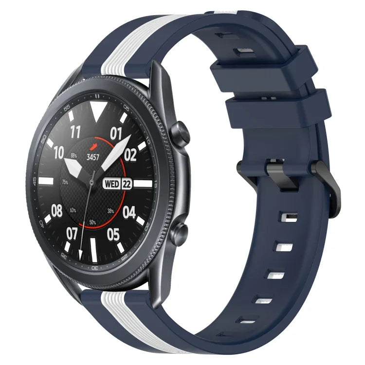 22毫米直立雙色矽膠錶帶，適用於 Samsung Galaxy Watch3 45毫米，Samsung Galaxy Watch 46毫米，Samsung Gear S3 Classic，Samsung Gear S3 Frontier