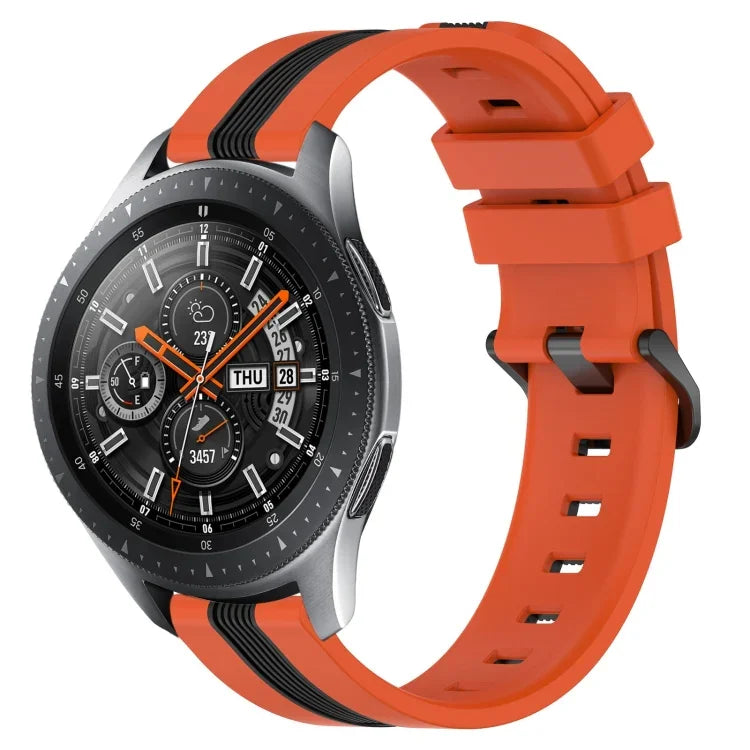 22毫米直立雙色矽膠錶帶，適用於 Samsung Galaxy Watch3 45毫米，Samsung Galaxy Watch 46毫米，Samsung Gear S3 Classic，Samsung Gear S3 Frontier