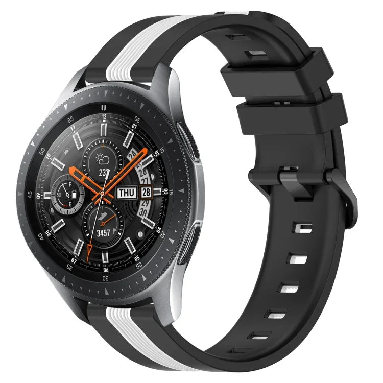22毫米直立雙色矽膠錶帶，適用於 Samsung Galaxy Watch3 45毫米，Samsung Galaxy Watch 46毫米，Samsung Gear S3 Classic，Samsung Gear S3 Frontier