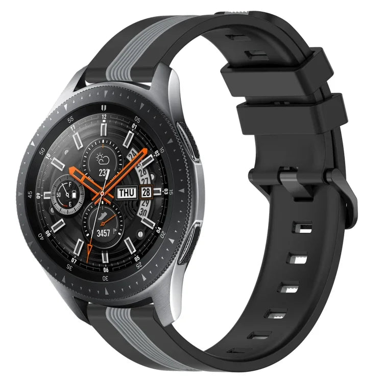 22毫米直立雙色矽膠錶帶，適用於 Samsung Galaxy Watch3 45毫米，Samsung Galaxy Watch 46毫米，Samsung Gear S3 Classic，Samsung Gear S3 Frontier