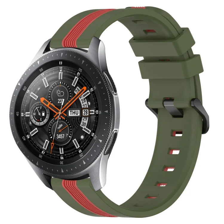 22毫米直立雙色矽膠錶帶，適用於 Samsung Galaxy Watch3 45毫米，Samsung Galaxy Watch 46毫米，Samsung Gear S3 Classic，Samsung Gear S3 Frontier