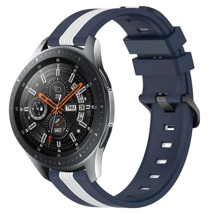 22毫米直立雙色矽膠錶帶，適用於 Samsung Galaxy Watch3 45毫米，Samsung Galaxy Watch 46毫米，Samsung Gear S3 Classic，Samsung Gear S3 Frontier