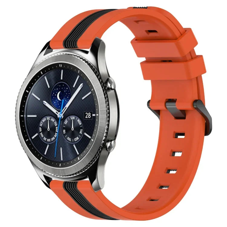 22毫米直立雙色矽膠錶帶，適用於 Samsung Galaxy Watch3 45毫米，Samsung Galaxy Watch 46毫米，Samsung Gear S3 Classic，Samsung Gear S3 Frontier