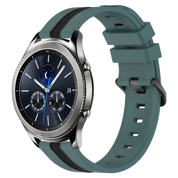 22毫米直立雙色矽膠錶帶，適用於 Samsung Galaxy Watch3 45毫米，Samsung Galaxy Watch 46毫米，Samsung Gear S3 Classic，Samsung Gear S3 Frontier