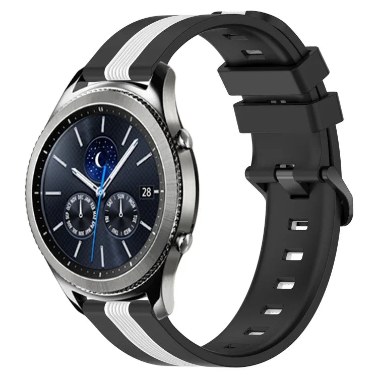 22毫米直立雙色矽膠錶帶，適用於 Samsung Galaxy Watch3 45毫米，Samsung Galaxy Watch 46毫米，Samsung Gear S3 Classic，Samsung Gear S3 Frontier