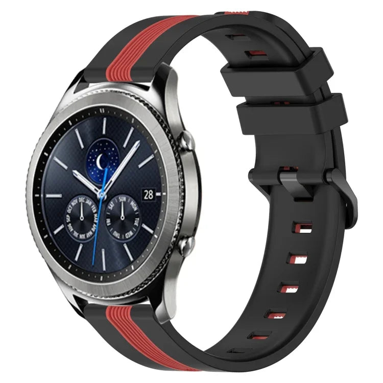 22毫米直立雙色矽膠錶帶，適用於 Samsung Galaxy Watch3 45毫米，Samsung Galaxy Watch 46毫米，Samsung Gear S3 Classic，Samsung Gear S3 Frontier