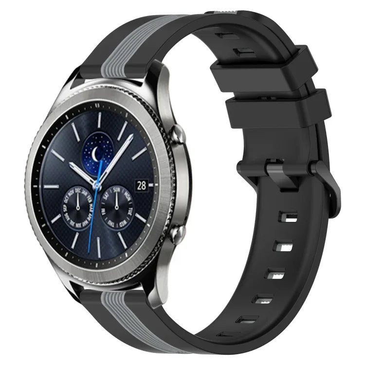 22毫米直立雙色矽膠錶帶，適用於 Samsung Galaxy Watch3 45毫米，Samsung Galaxy Watch 46毫米，Samsung Gear S3 Classic，Samsung Gear S3 Frontier