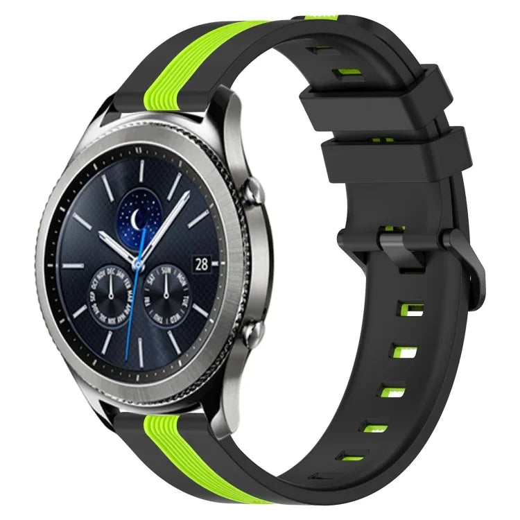 22毫米直立雙色矽膠錶帶，適用於 Samsung Galaxy Watch3 45毫米，Samsung Galaxy Watch 46毫米，Samsung Gear S3 Classic，Samsung Gear S3 Frontier