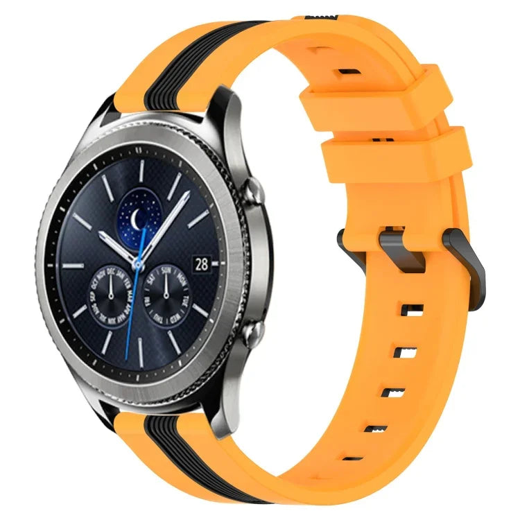 22毫米直立雙色矽膠錶帶，適用於 Samsung Galaxy Watch3 45毫米，Samsung Galaxy Watch 46毫米，Samsung Gear S3 Classic，Samsung Gear S3 Frontier