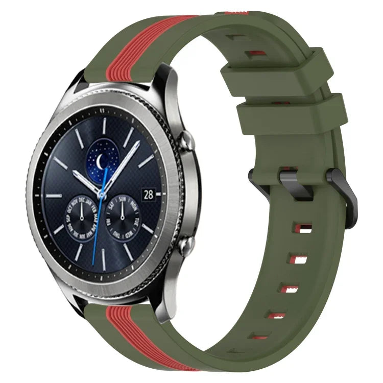 22毫米直立雙色矽膠錶帶，適用於 Samsung Galaxy Watch3 45毫米，Samsung Galaxy Watch 46毫米，Samsung Gear S3 Classic，Samsung Gear S3 Frontier