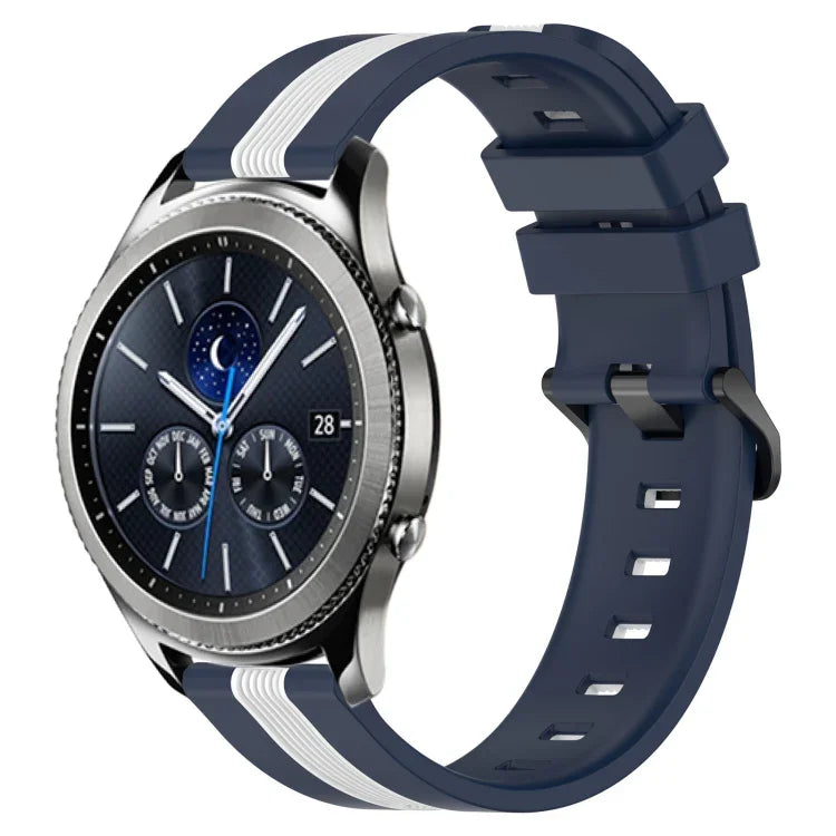 22毫米直立雙色矽膠錶帶，適用於 Samsung Galaxy Watch3 45毫米，Samsung Galaxy Watch 46毫米，Samsung Gear S3 Classic，Samsung Gear S3 Frontier