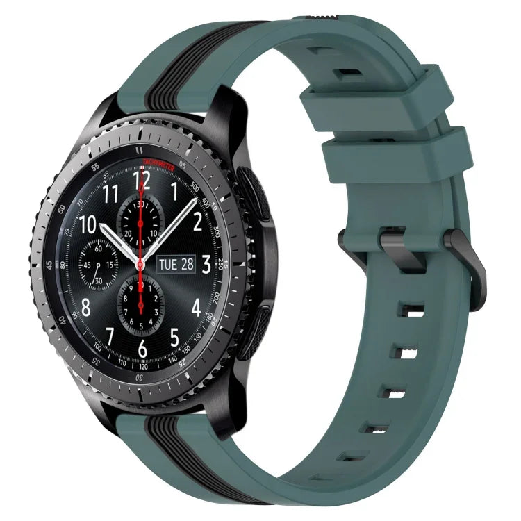 22毫米直立雙色矽膠錶帶，適用於 Samsung Galaxy Watch3 45毫米，Samsung Galaxy Watch 46毫米，Samsung Gear S3 Classic，Samsung Gear S3 Frontier