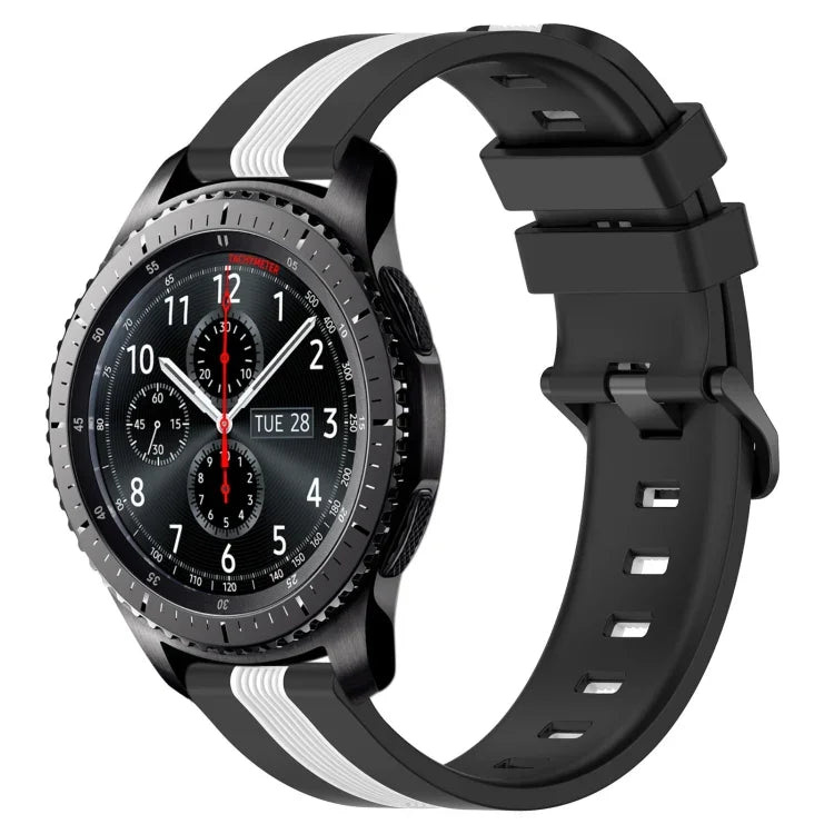 22毫米直立雙色矽膠錶帶，適用於 Samsung Galaxy Watch3 45毫米，Samsung Galaxy Watch 46毫米，Samsung Gear S3 Classic，Samsung Gear S3 Frontier