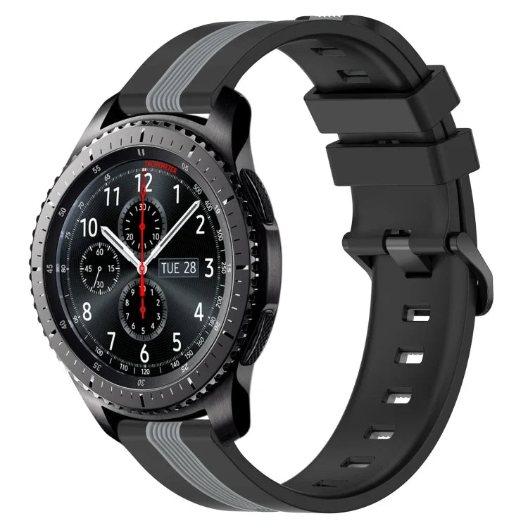 22毫米直立雙色矽膠錶帶，適用於 Samsung Galaxy Watch3 45毫米，Samsung Galaxy Watch 46毫米，Samsung Gear S3 Classic，Samsung Gear S3 Frontier