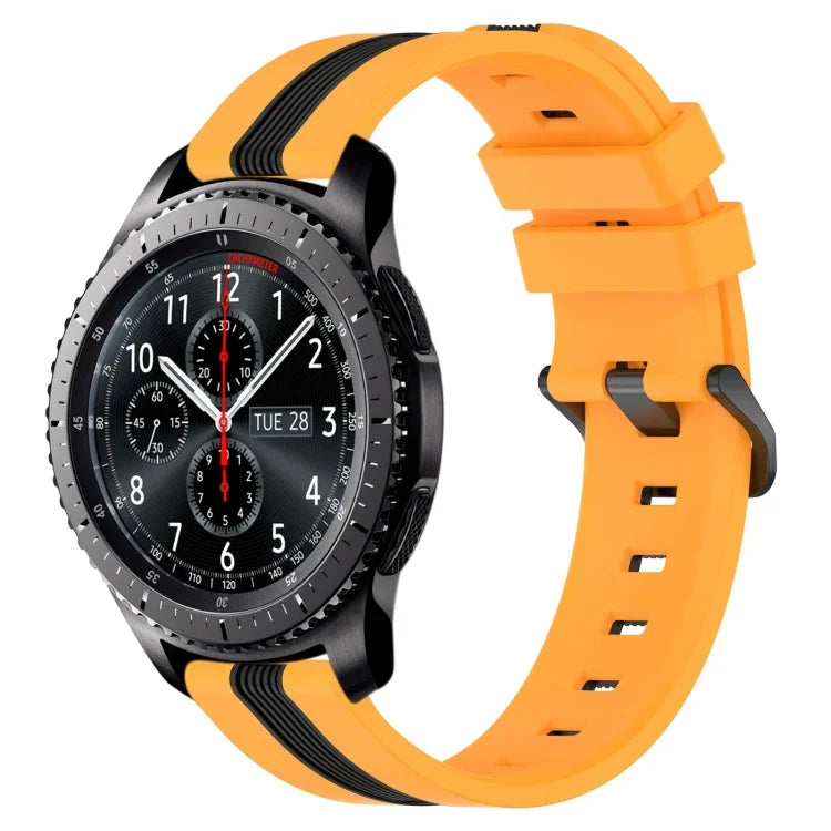 22毫米直立雙色矽膠錶帶，適用於 Samsung Galaxy Watch3 45毫米，Samsung Galaxy Watch 46毫米，Samsung Gear S3 Classic，Samsung Gear S3 Frontier