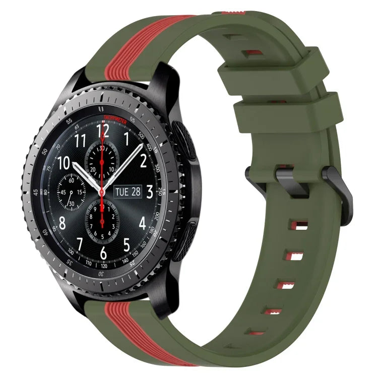 22毫米直立雙色矽膠錶帶，適用於 Samsung Galaxy Watch3 45毫米，Samsung Galaxy Watch 46毫米，Samsung Gear S3 Classic，Samsung Gear S3 Frontier