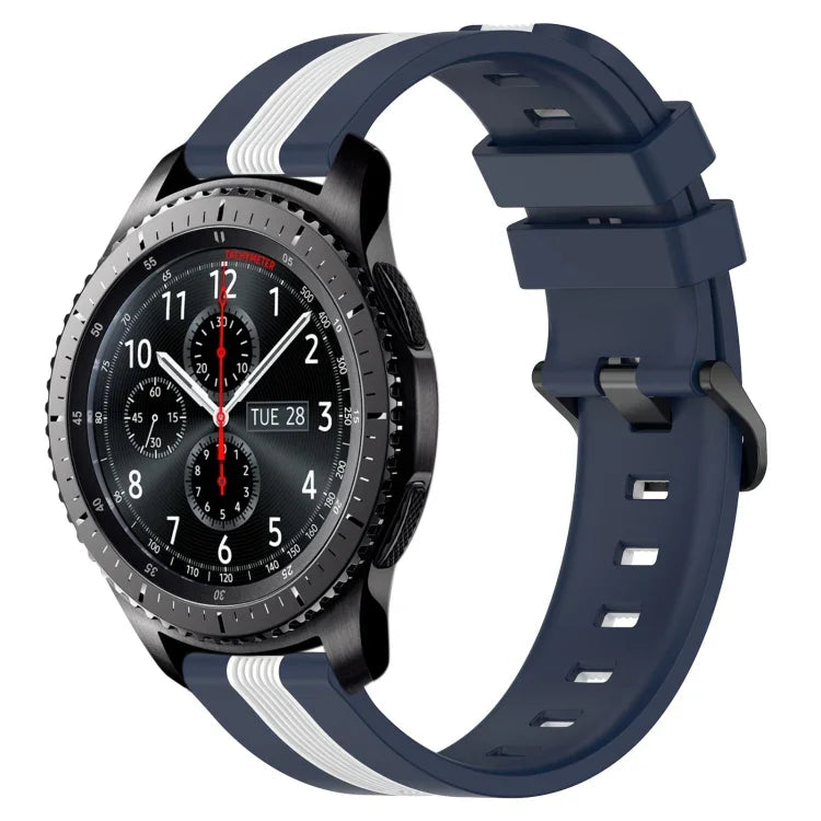 22毫米直立雙色矽膠錶帶，適用於 Samsung Galaxy Watch3 45毫米，Samsung Galaxy Watch 46毫米，Samsung Gear S3 Classic，Samsung Gear S3 Frontier